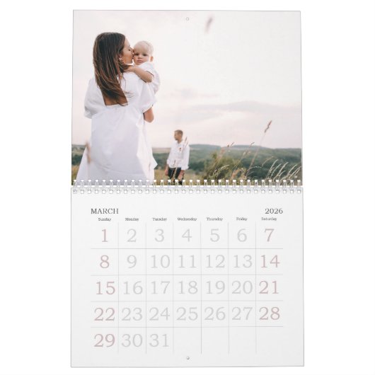Script d'aquarelle moderne calendrier photo multip (Mar 2026)