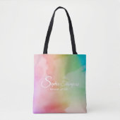 Script d'aquarelle moderne Rainbow Pastel - Sac fo (Devant)