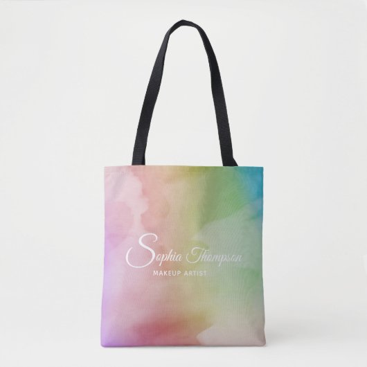 Script d'aquarelle moderne Rainbow Pastel - Sac fo (Devant)