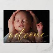 Script de bienvenue doré | Faire-part de naissance (Recto)