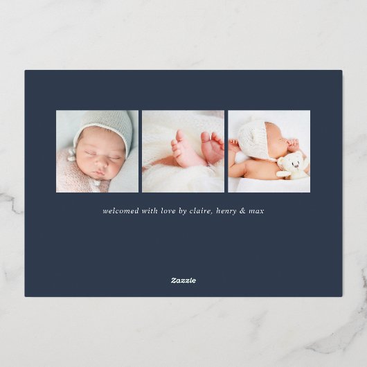 Script de bienvenue doré | Faire-part de naissance (Verso)