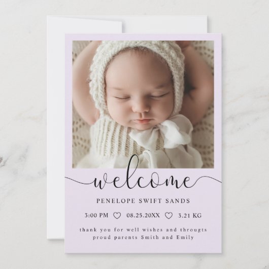 Script de bienvenue moderne 4 Faire-part de naissa (Devant)