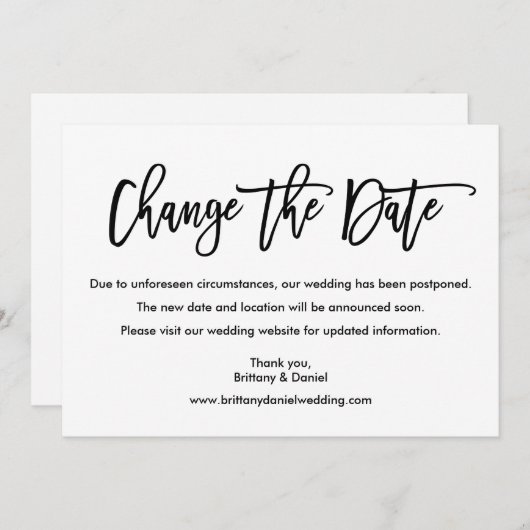 Script De Brosse Moderne Modifier La Carte Date (Devant / Derrière)