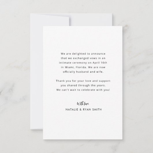 script de brosse noir et blanc faire-part mariage (Dos)