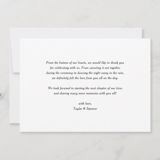 Script de calligraphie blanche Mariage photo Merci (Dos)