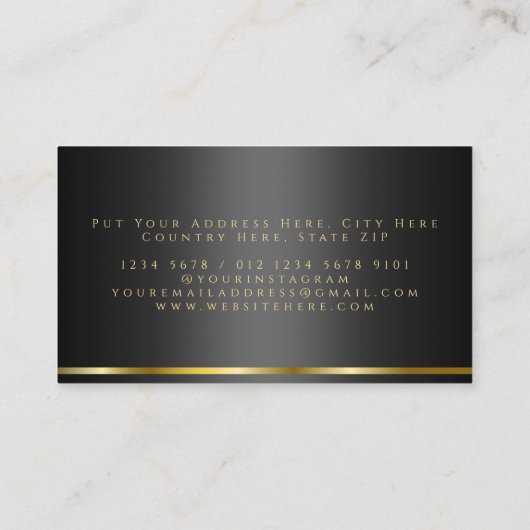 Script de calligraphie Carte de visite d'or noir (Dos)
