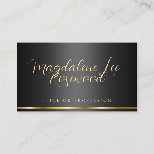 Script de calligraphie Carte de visite d'or noir (Devant)