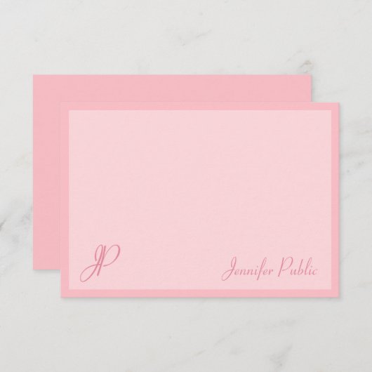 Script de calligraphie Modèle de monogramme rose (Devant / Derrière)