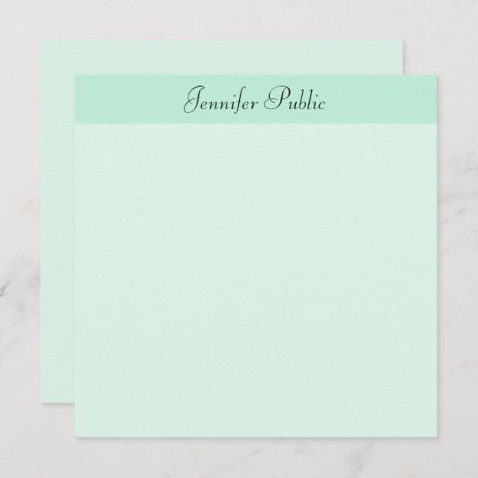 Script de calligraphie Modèle moderne Mint Green (Devant / Derrière)
