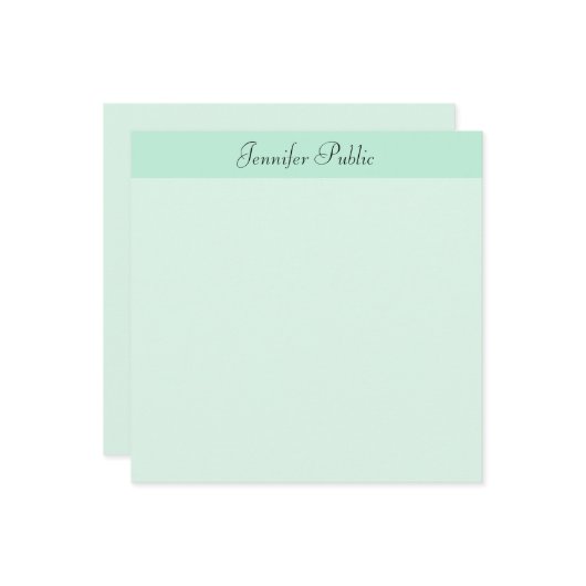 Script de calligraphie Modèle moderne Mint Green (Devant/Arrière en situation)