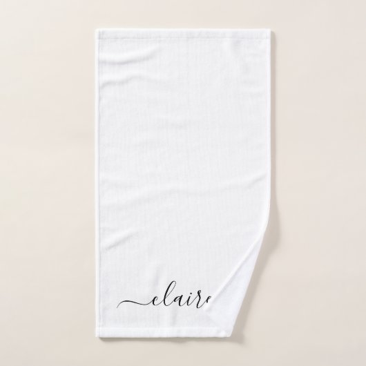 Script de calligraphie noir et blanc Nom personnal (Serviette à main)