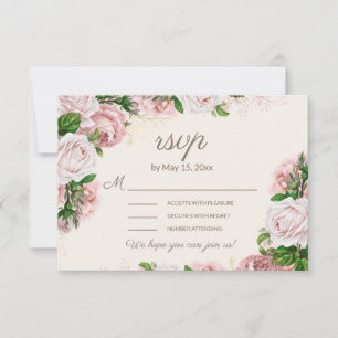 Script de calligraphie RSVP de mariage floral rose