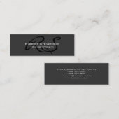 Script de Charme gris mince Carte de visite Monogr (Devant / Derrière)