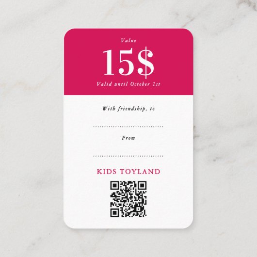 Script de code QR de bon de réduction de cadeau ro (Dos)
