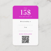 Script de code QR de bon de réduction rose tendanc (Dos)