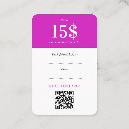 Script de code QR de bon de réduction rose tendanc (Dos)
