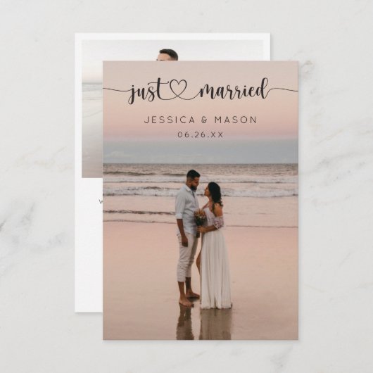 Script de coeur juste marié Invitation Faire-part (Devant / Derrière)