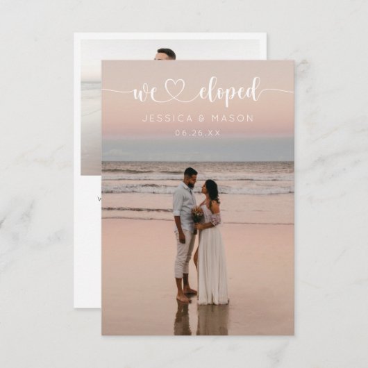 Script de coeur simple Nous avons Elopé Invitation (Devant / Derrière)