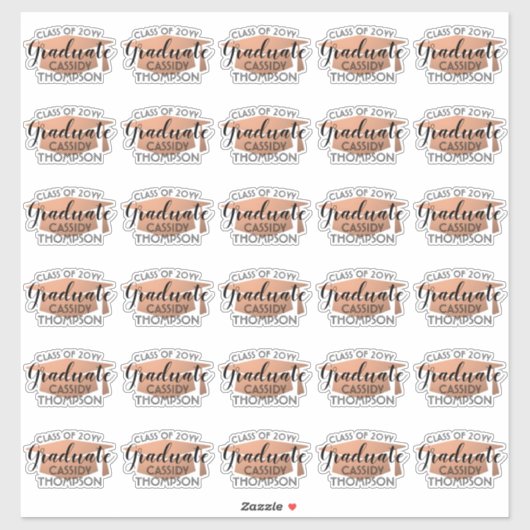 Script de graduation Cuivre moderne et Stickers no (Feuille)