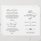 Script de luxe moderne, Programmes de mariage plia (Devant / Derrière)