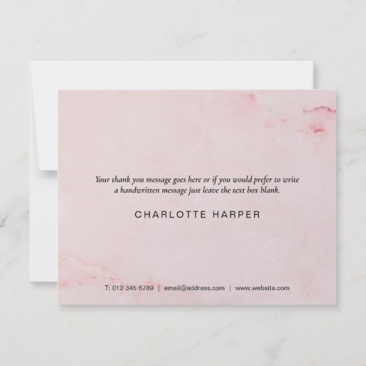 Script de marbre rose Carte de remerciements (Dos)