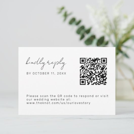Script de Mariage minimal Carte RSVP de code QR si (Debout devant)