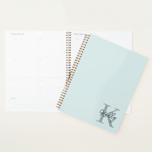 Script de Monogramme bleu aquatique moderne (Devant avec enveloppe)