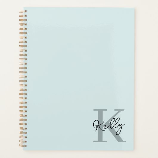 Script de Monogramme bleu aquatique moderne (Devant)