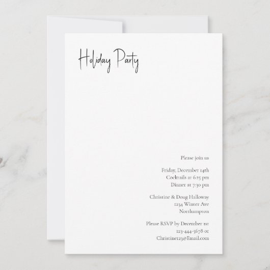 Script de Noël moderne Fête Invitation (Devant)