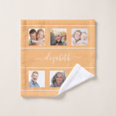 Script de nom de collage de photo jaune orange (Gant de toilette)
