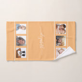 Script de nom de collage de photo jaune orange (Serviette à main)