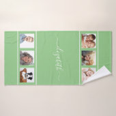 Script de nom de collage photo vert (Serviette de bain)