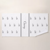 Script de nom de motif de couple noir blanc (Serviette de bain)