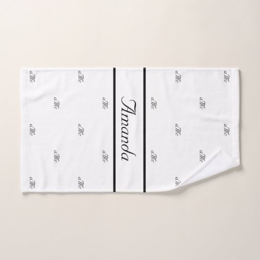 Script de nom de motif de couple noir blanc (Serviette à main)