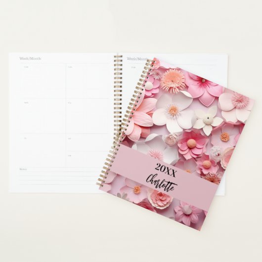 Script de nom de motif floral blanc rose 2025 (Devant avec enveloppe)