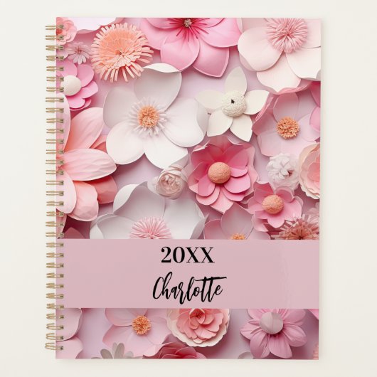 Script de nom de motif floral blanc rose 2025 (Devant)