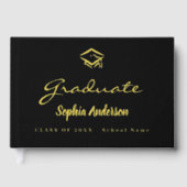 Script de nom d'or noir casquette Graduation (Recto)