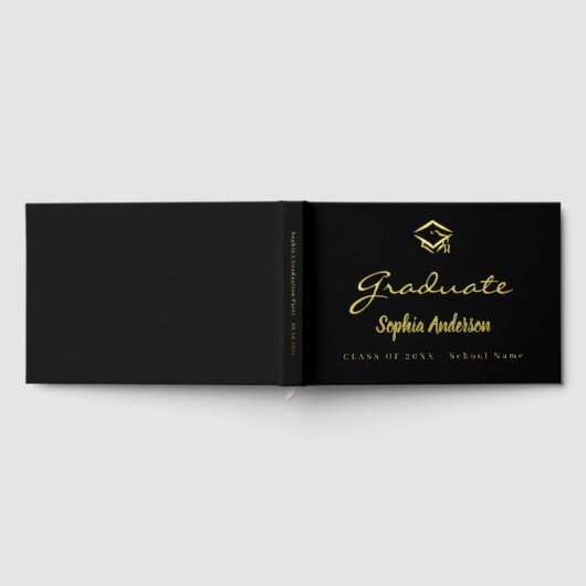 Script de nom d'or noir casquette Graduation (Complet)