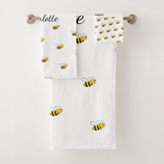 Script de nom monogramme blanc d'abeille mignonne (En situation)