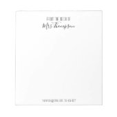 Script De Nom Noir Moderne Du Bureau Du Bloc-Notes (Devant)