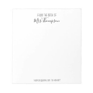 Script De Nom Noir Moderne Du Bureau Du Bloc-Notes