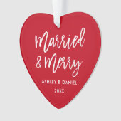 Script de pinceau moderne Marié & Joyeux Coeur Mar (devant)