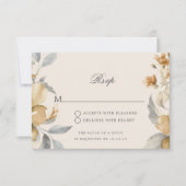 Script de RSVP de mariage Or Floral Rustique Natur (Devant)