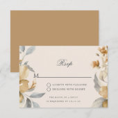 Script de RSVP de mariage Or Floral Rustique Natur (Devant / Derrière)