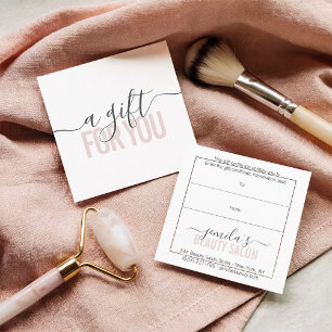 Script de salon de beauté de certificat cadeau ros