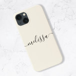 Script de signature de crème minimaliste moderne<br><div class="desc">Coque iphone de script minimaliste moderne Cream. Personnalisez cette conception simple et minimale de boîtier téléphonique avec votre nom ou vos initiales.</div>