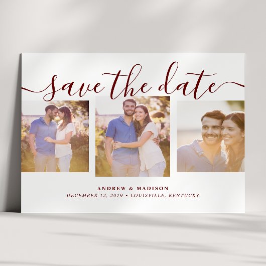 Script de signature Trois photos Marron Carte de s