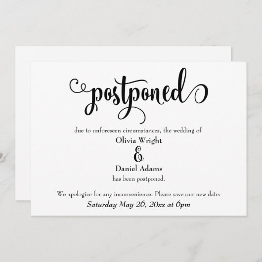 Script de torsion Reporté Faire-part Mariage (Devant / Derrière)