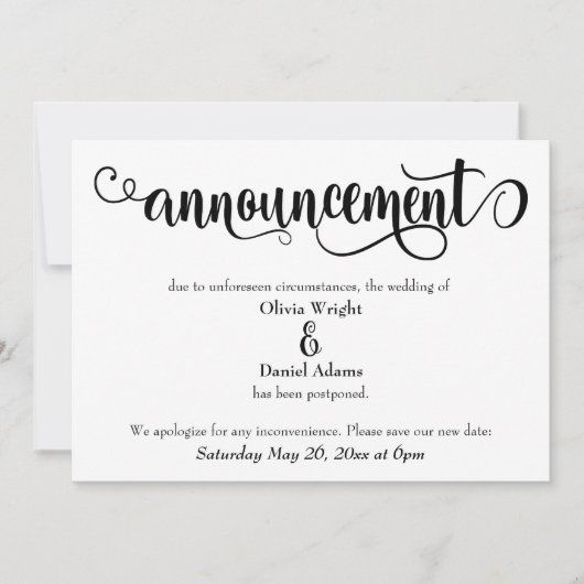 Script de torsion Reporté Faire-part Mariage (Devant)