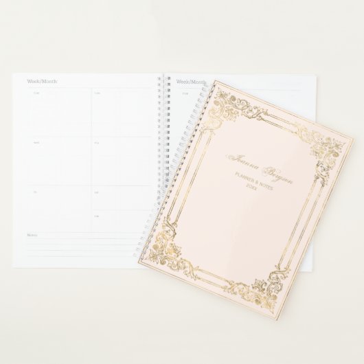 Script de trame dorée ornée Blush personnalisé 202 (Devant avec enveloppe)